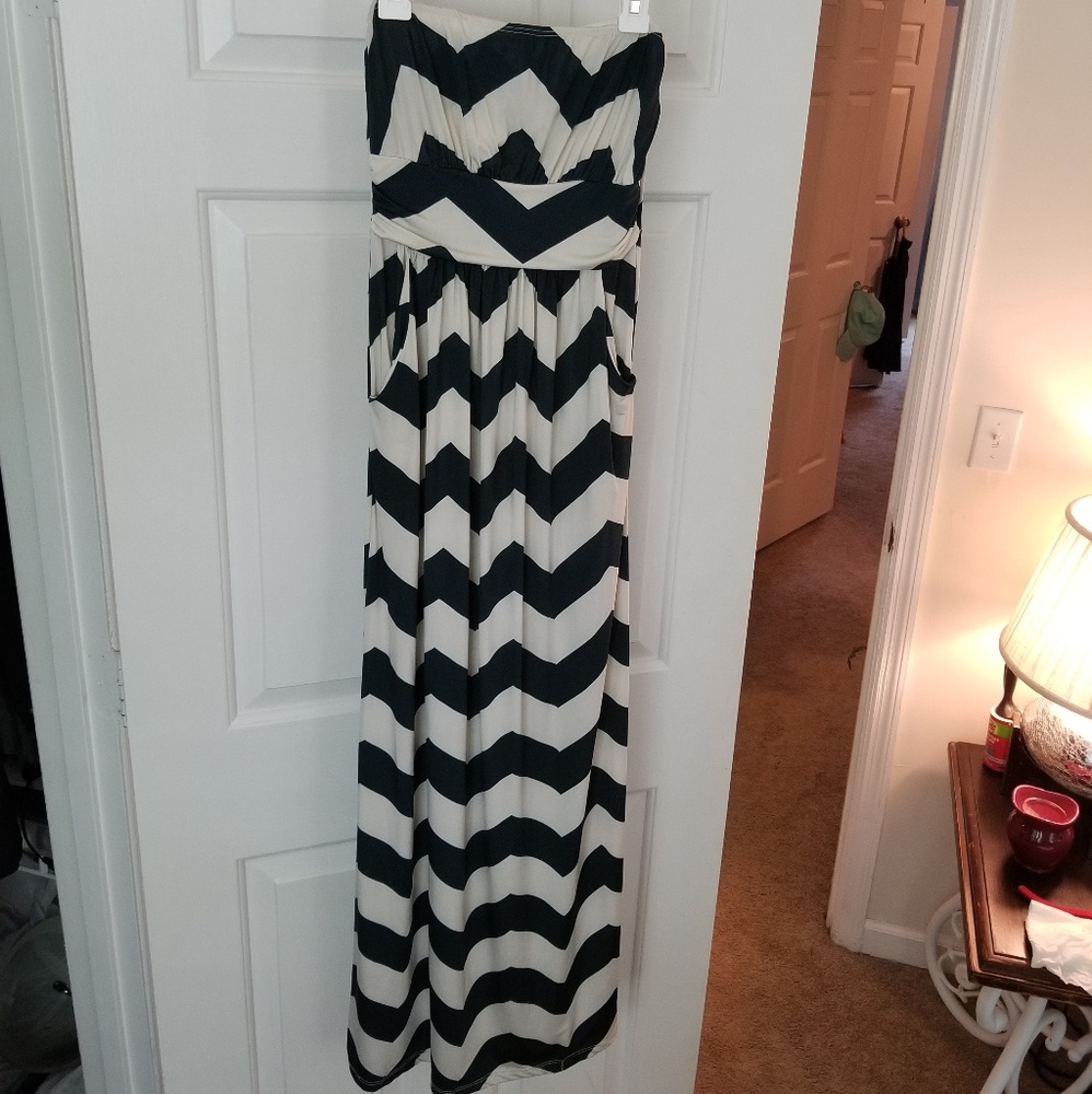 Deep teal chevron dress